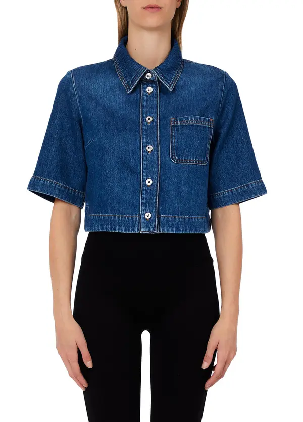Cropped Denim Shirt 3 Image