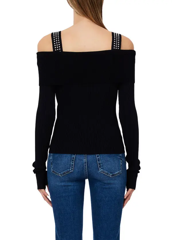 Off-the-shoulder Studded Sweater 1 Image