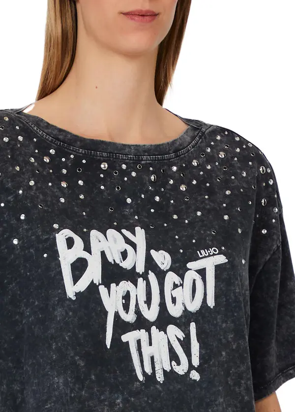 Oversized Short Sleeve T-shirt with a "BABY YOU GOT THIS!print 2 Image