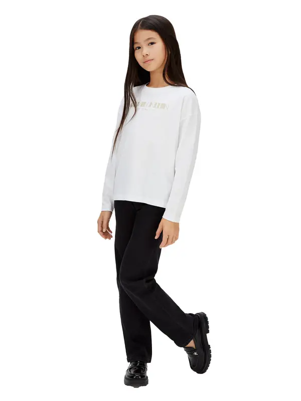 Kids Girls Boxy Logo Long Sleeve T-shirt 3 Image