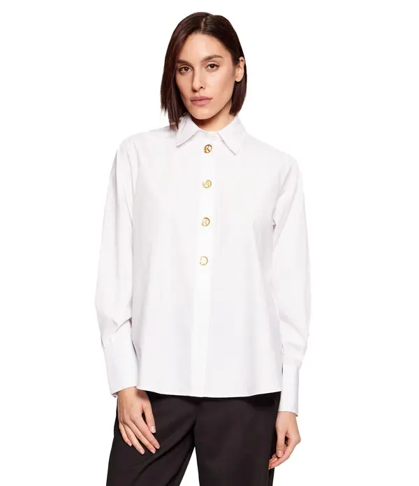 Long Sleeve Poplin Shirt with Gold Buttons 2 Image