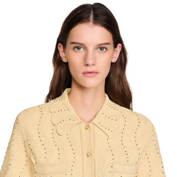 Textured Knit Strass Cardigan 1 Image