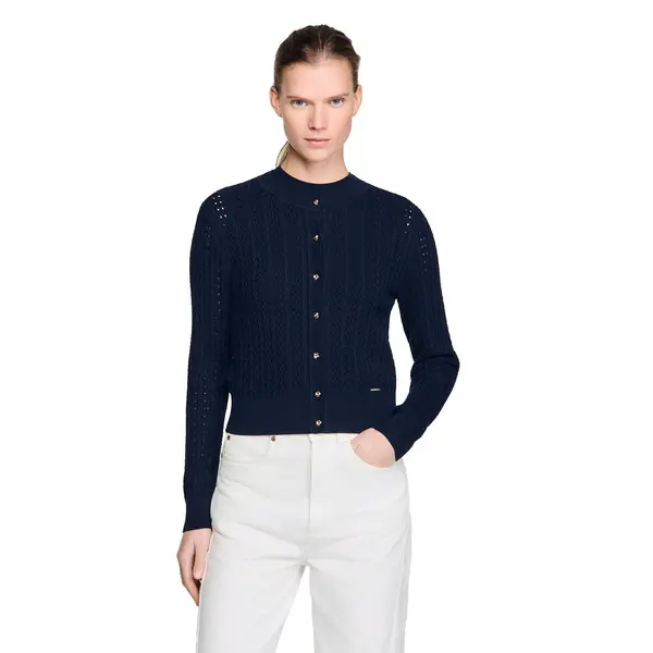 Cropped Textured Knit Cardigan 2 Image