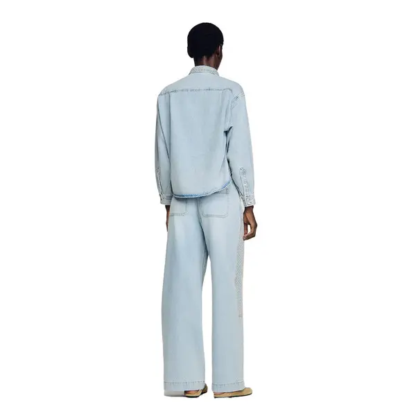 Rhinestone Cropped Denim Shirt 3 Image