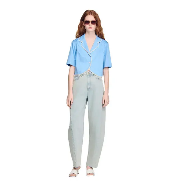 Cotton Shirt With Beaded Trim 3 Image