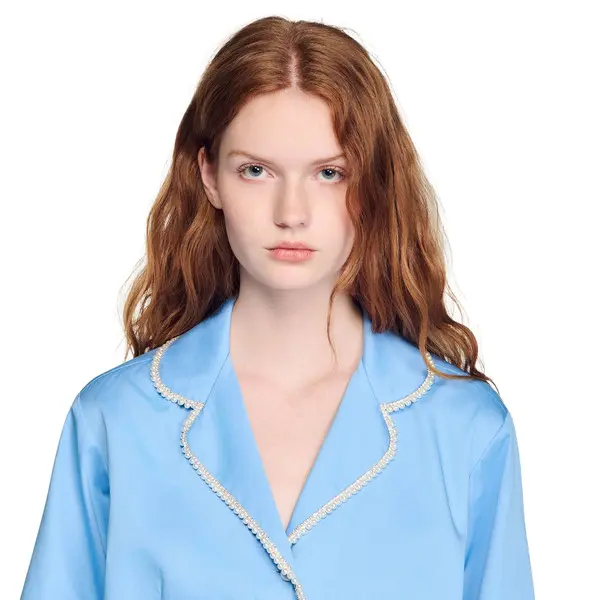 Cotton Shirt With Beaded Trim 4 Image