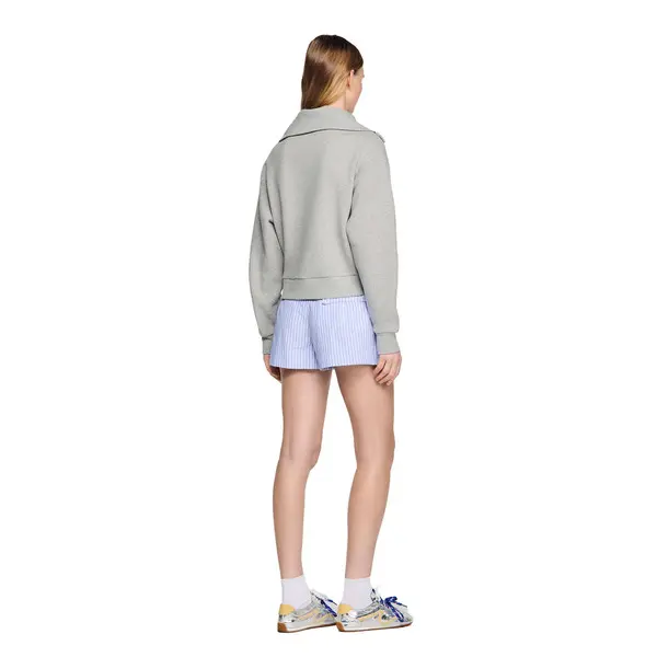 Embroidered Split Neck Sweatshirt 2 Image