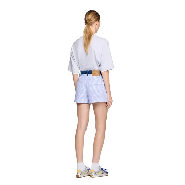 Striped Shorts with Denim Details 4 Image