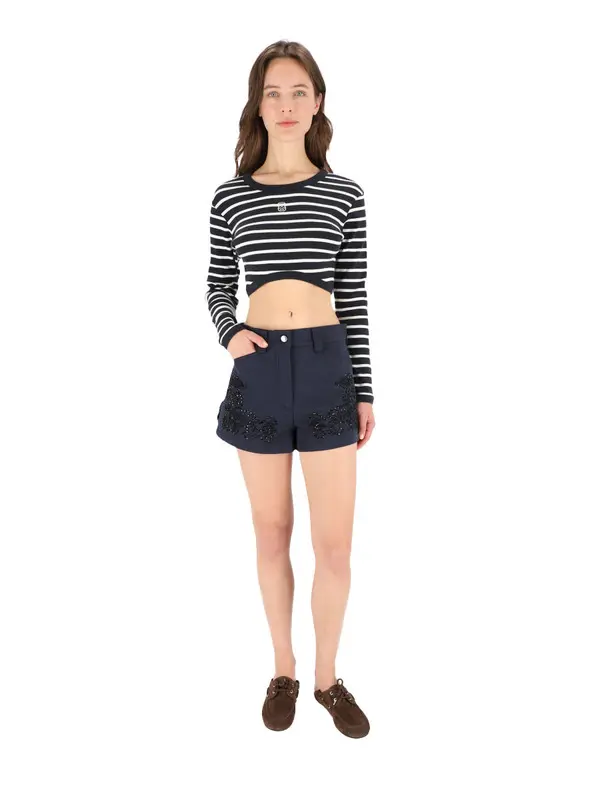 Embroidered Cotton Shorts 3 Image