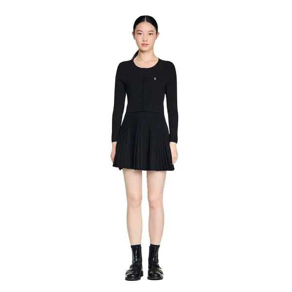 Pleated Knit Short Dress 2 Image