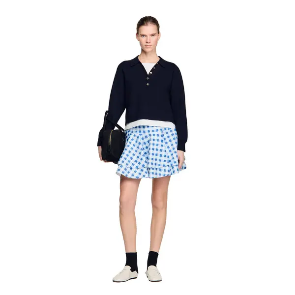 Metal Button Layered Collar Sweater 1 Image