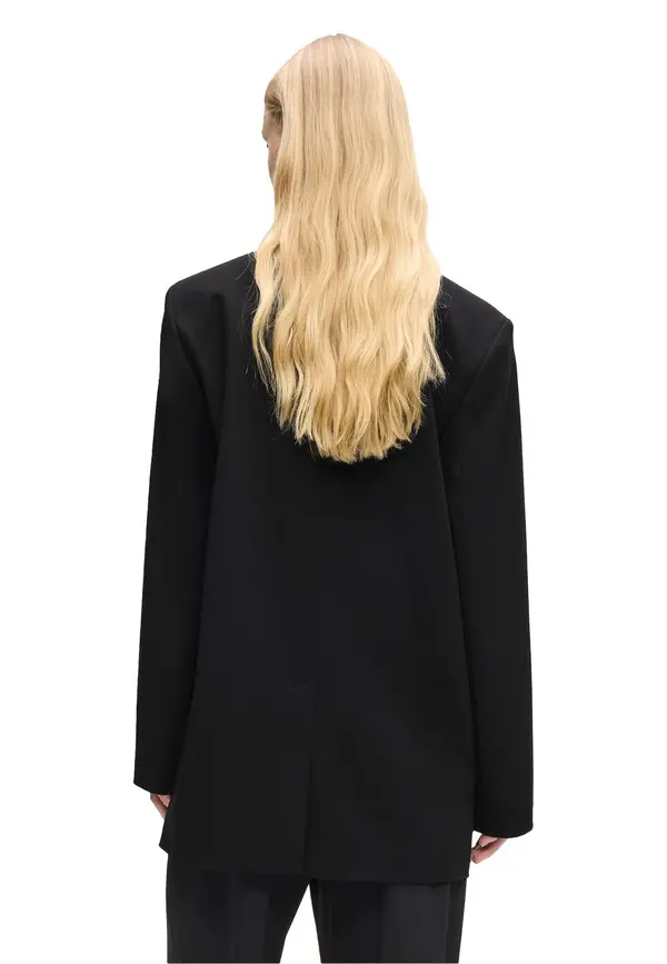 Mixed Denim Double-breasted Blazer 4 Image