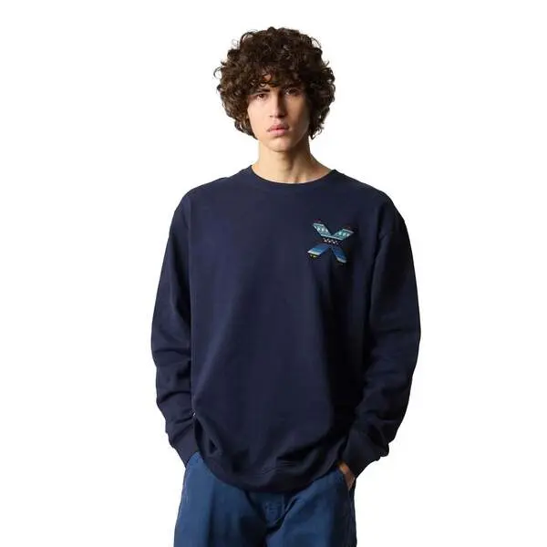 Classic X Embroidered Crew Neck Sweatshirt - Navy 6 Image