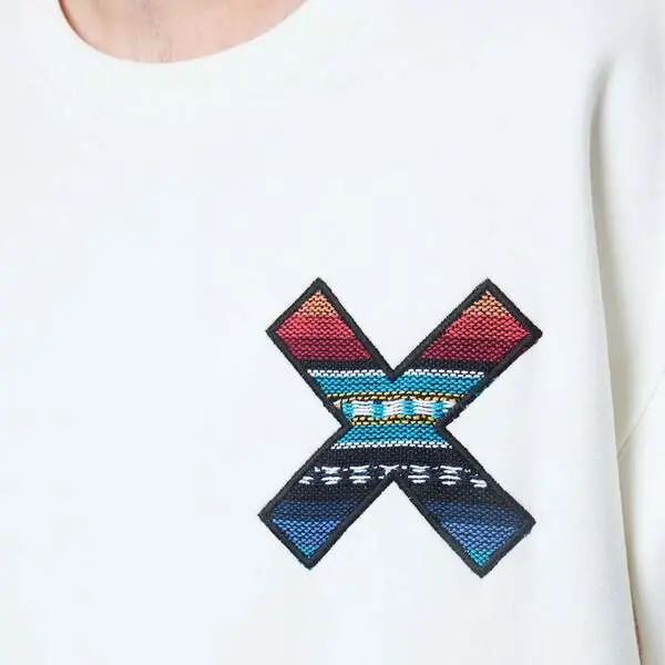 Classic X Embroidered Crew Neck Sweatshirt - White 1 Image