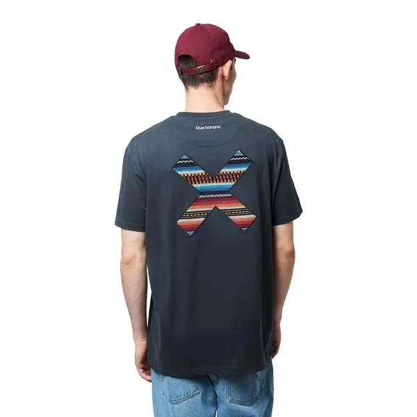 Short Sleeve T-shirt with Coloured X Embroidery on the Chest 2 Image