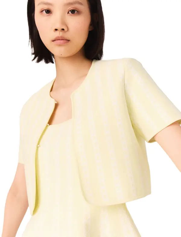 Cropped Fancy Knit Cardigan 2 Image