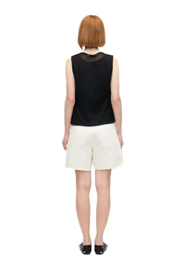 Sleeveless Top with a Deep V-shaped Sheer 1 Image