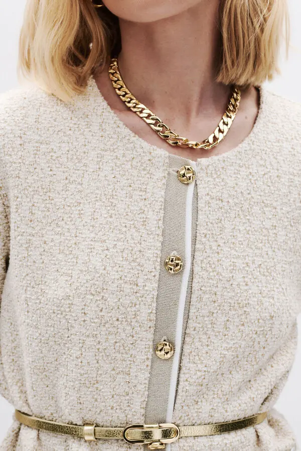 Cropped Tweed Knit Jacket 1 Image