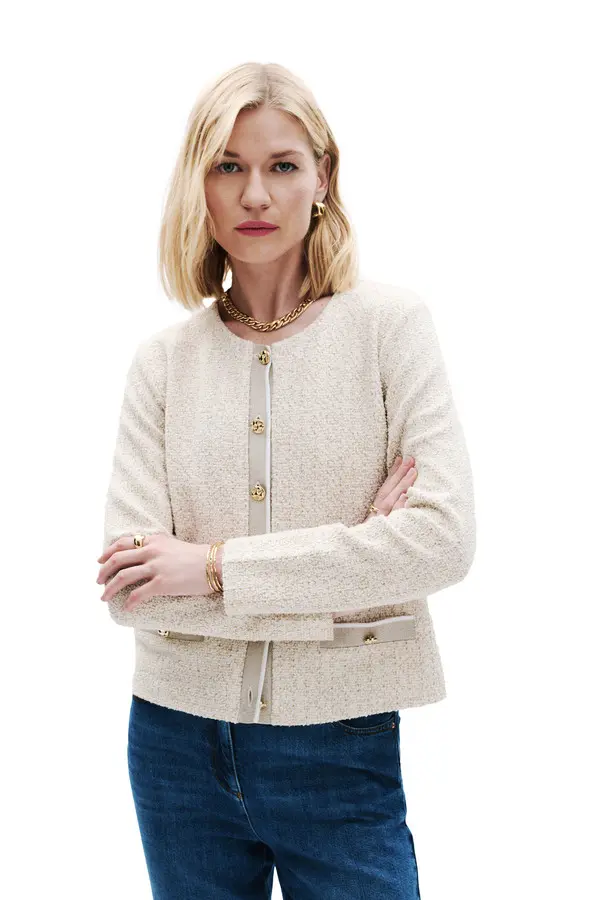 Cropped Tweed Knit Jacket 2 Image