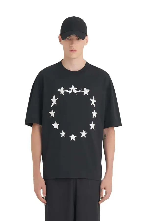 Circular Star Graphic Relaxed Fit T-shirt - Black 1 Image