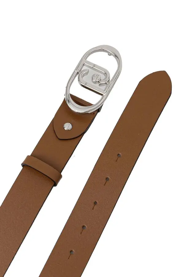 Smooth Leather Belt with Metal LJ Logo Buckle 1 Image