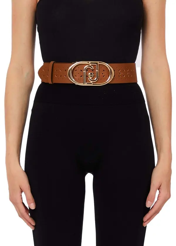 Perforated Leather Belt with LJ Logo Buckle 2 Image