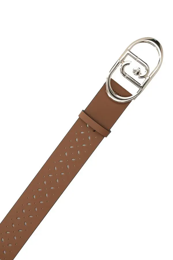 Perforated Leather Belt with LJ Logo Buckle 1 Image