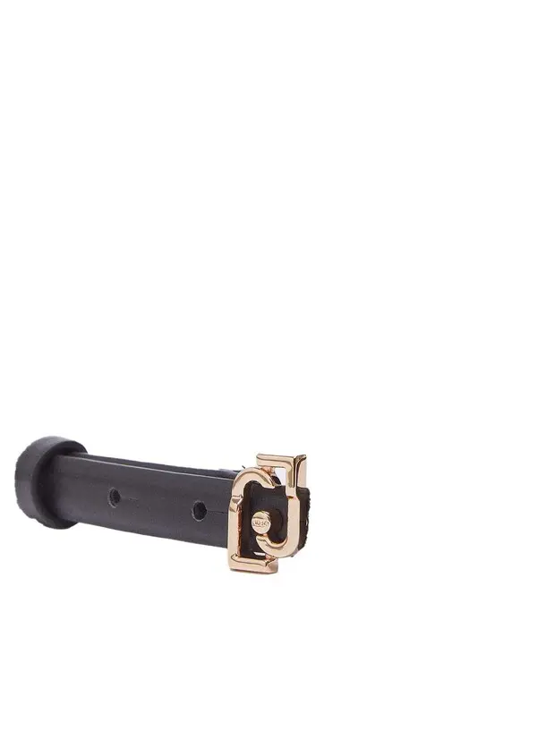 Skinny Belt with Gold Monogram Buckle 2 Image