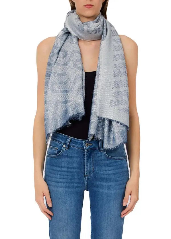 Monogram Jacquard Scarf in Denim Blue 1 Image