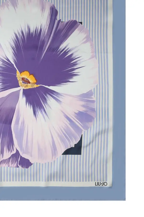 Lightweight Abstract Flower Print Scarf with Monogram 1 Image