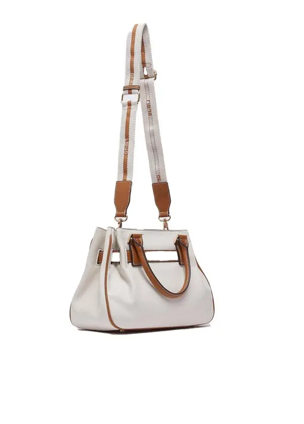 Grained Faux-Leather Tote Bag with Decorative Front Belt 1 Image