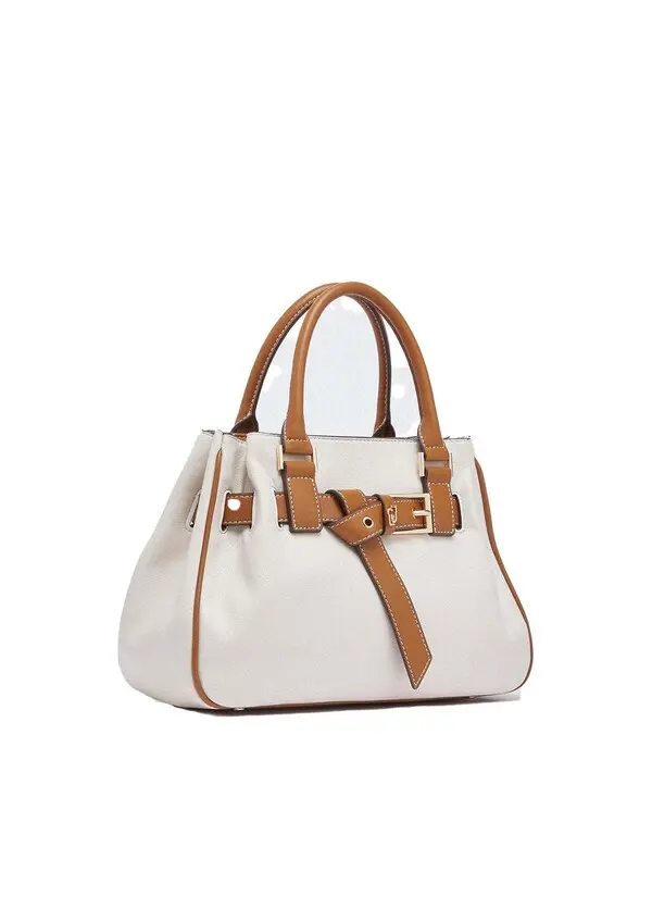 Grained Faux-Leather Tote Bag with Decorative Front Belt 2 Image