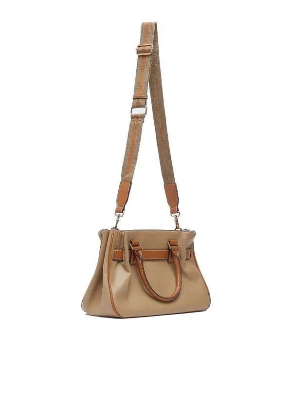 Small Jacquard Tote Bag with Decorative Front Belt 1 Image