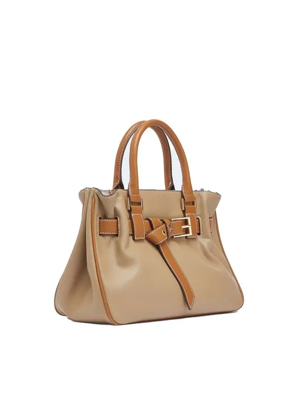 Small Jacquard Tote Bag with Decorative Front Belt 2 Image