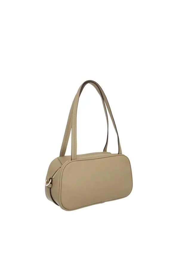 Leather Shoulder Bag with Detachable Crossbody Strap 1 Image