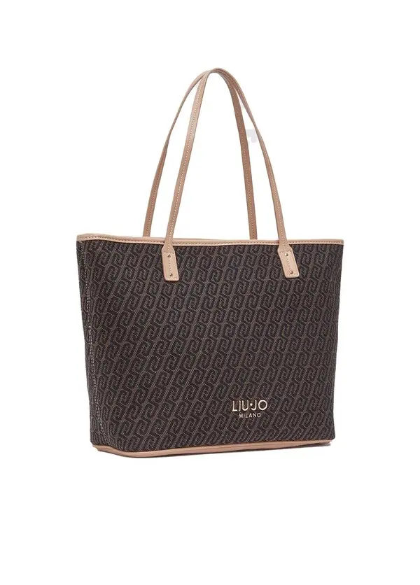 Monogram Jacquard Tote Bag with Contrast Handles 2 Image