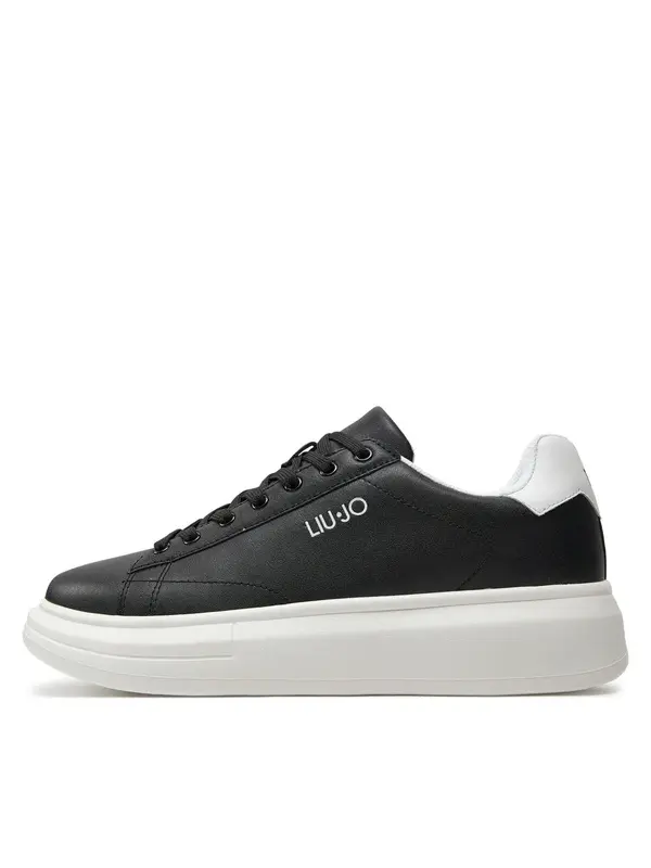 Leather Platform Sneakers with Contrast Heel 1 Image