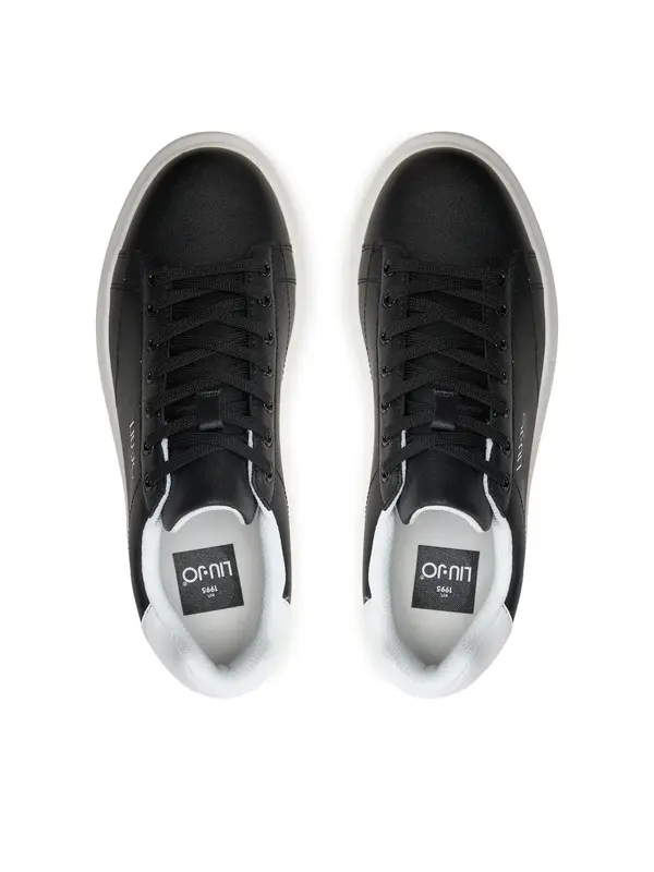 Leather Platform Sneakers with Contrast Heel 2 Image