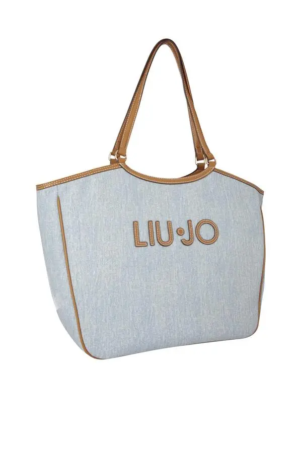 Denim Tote Bag with Contrasting Trim 1 Image