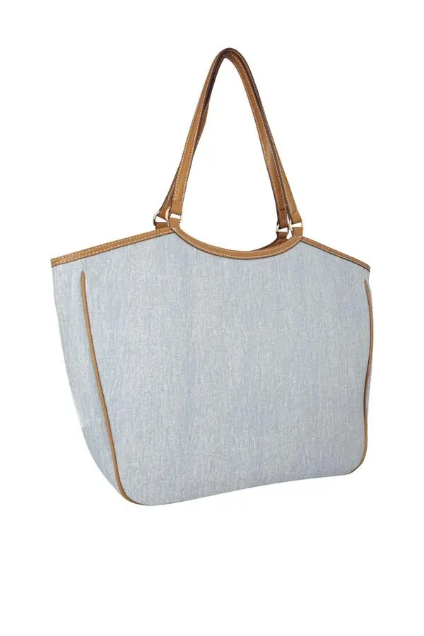 Denim Tote Bag with Contrasting Trim 2 Image