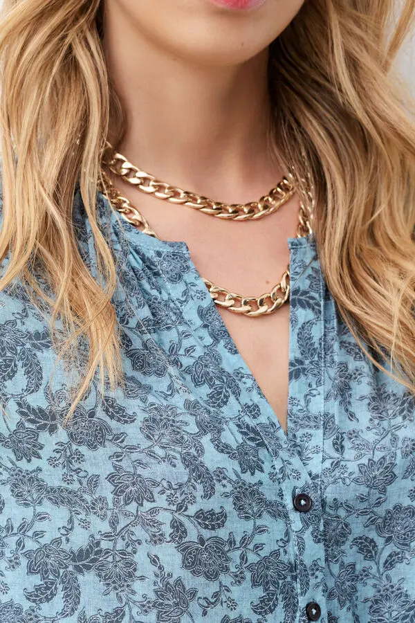 Floral Print V-Neck Blouse 3 Image