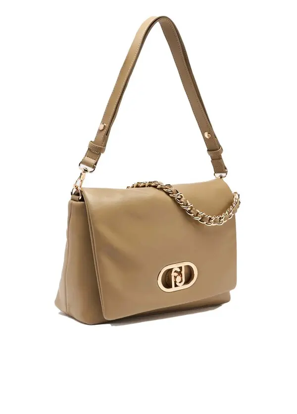 Soft Leather Shoulder Bag with Gold Hardware 3 Image