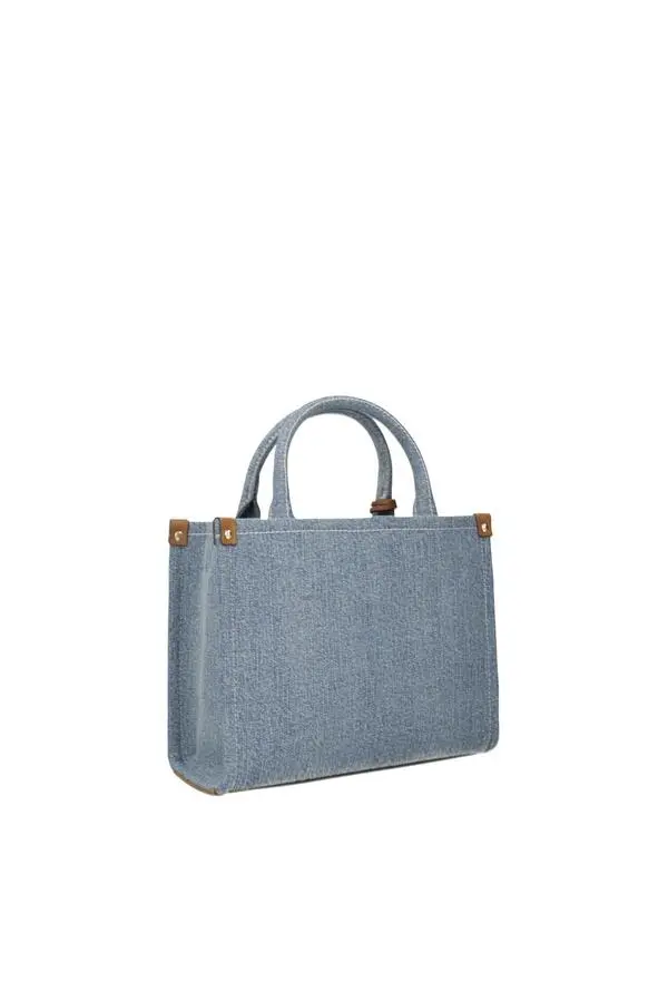 Logo Jacquard Canvas Tote with Dual Handles and Detachable Crossbody Strap 1 Image