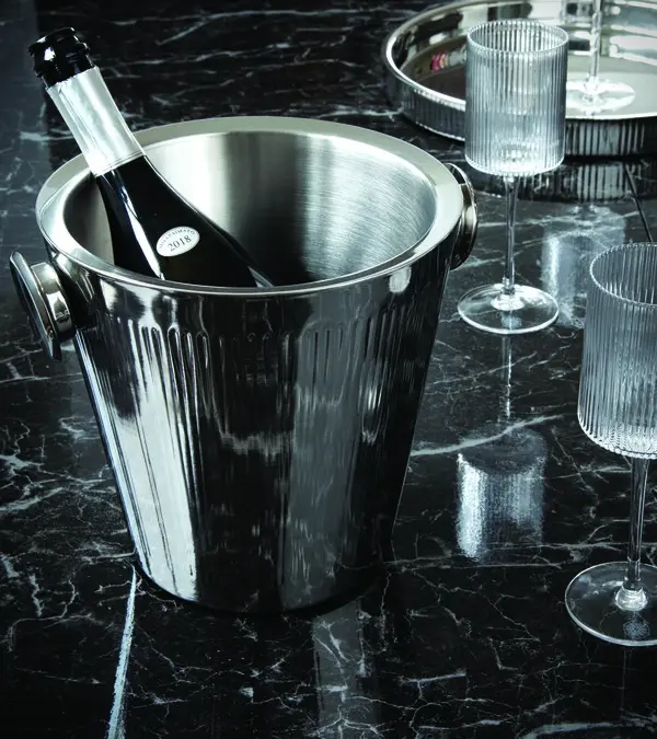 Double-wall Striped Champagne Bucket Ø 23cm H 23cm 1 Image