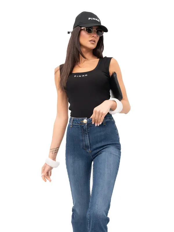 Ribbed Cotton Logo Tank Top 2 Image