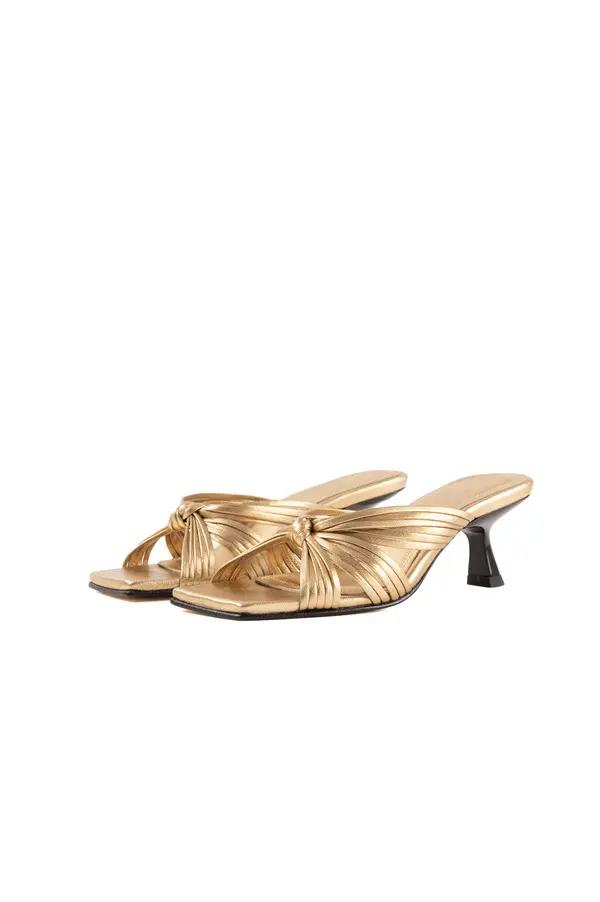 Strappy Knotted Kitten Heel Mules 2 Image