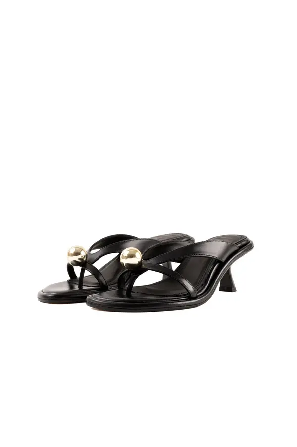 Leather Thong Heel with Gold Orb Detail 1 Image