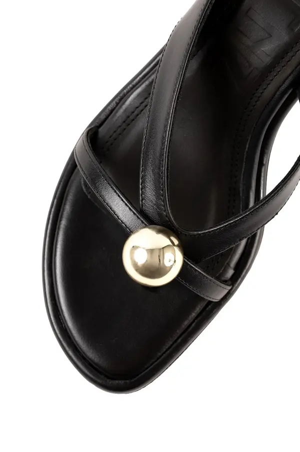 Leather Thong Heel with Gold Orb Detail 2 Image