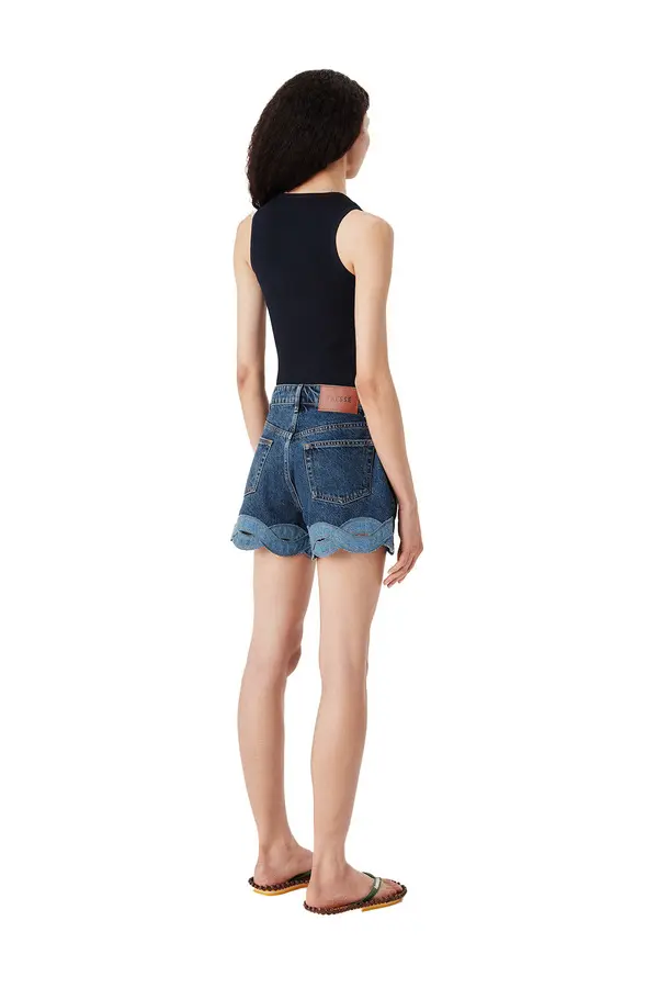 Denim Shorts with Contrasting Braid 2 Image
