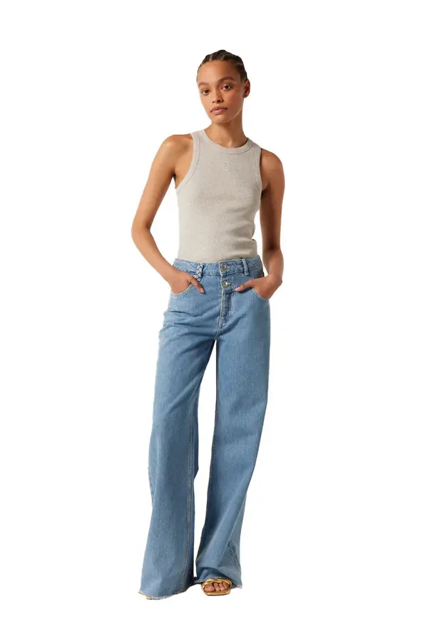 Double Belted Wide Leg Jeans 1 Image